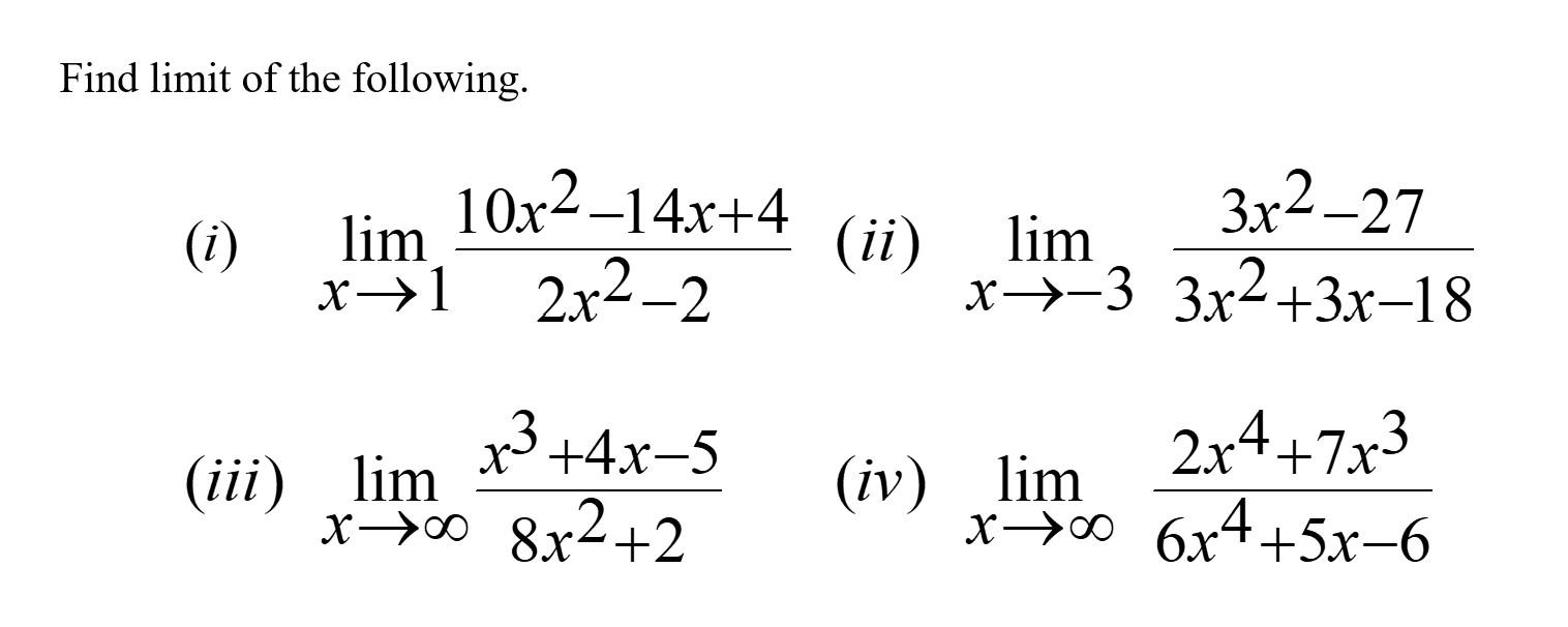 Solved find limit of the following i chegg