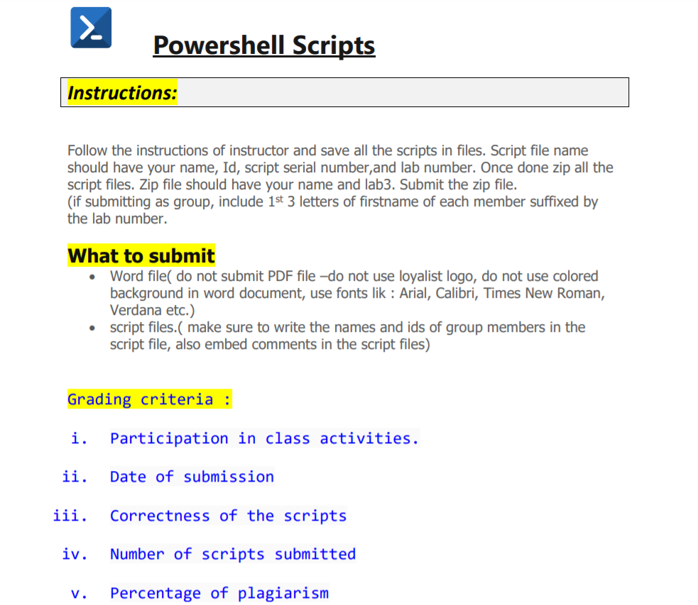 Σ Powershell Scripts Instructions: Follow the | Chegg.com