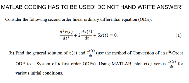 Solved MATLAB CODING HAS TO BE USED! DO NOT HAND WRITE | Chegg.com