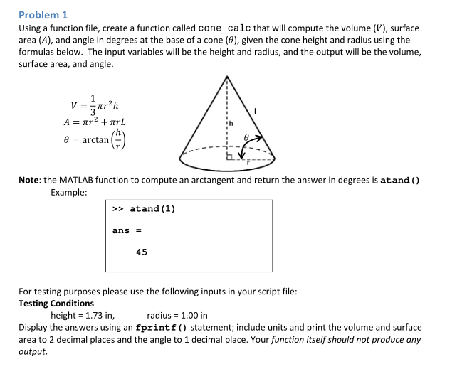 Solved Problem 1 Using a function file, create a function | Chegg.com