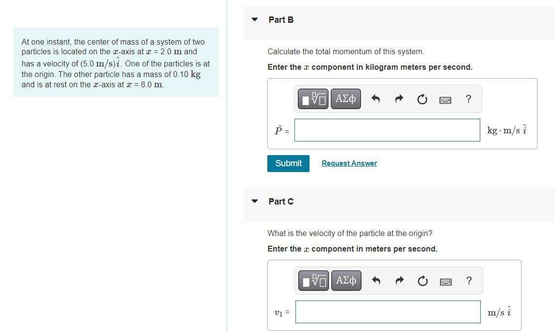 solved-at-one-instant-the-center-of-mass-of-a-system-of-two-chegg