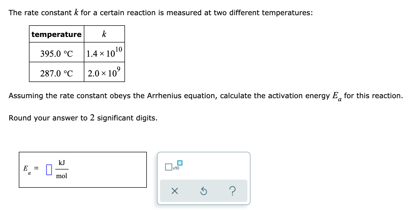 Solved The rate constant k for a certain reaction is | Chegg.com