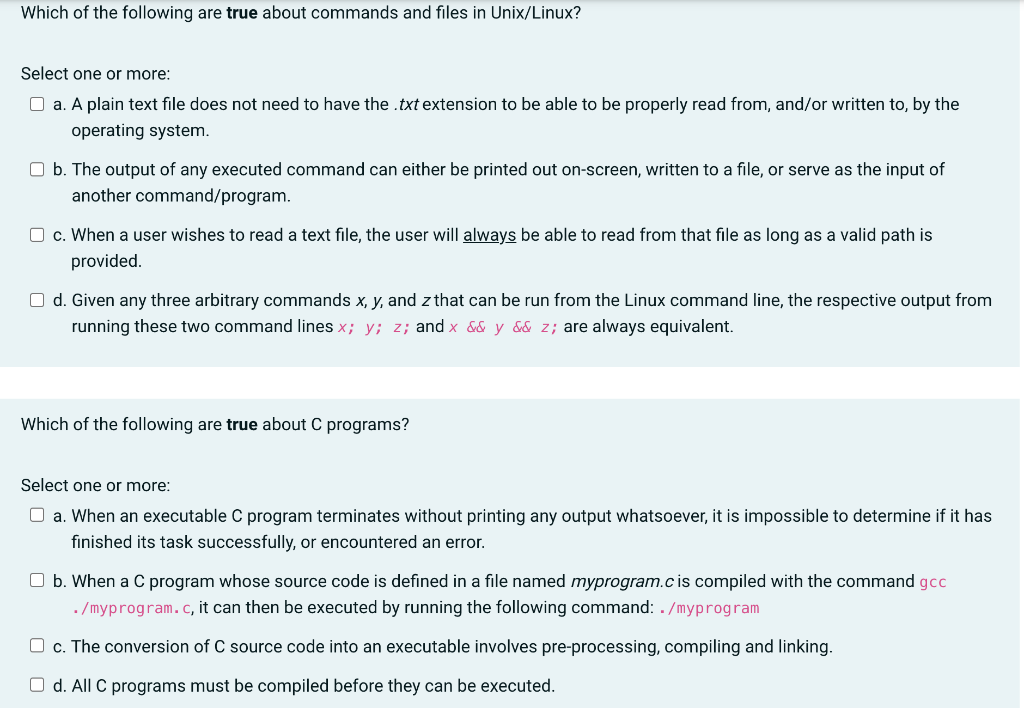 Solved Which Of The Following Are True About Commands And Chegg Com