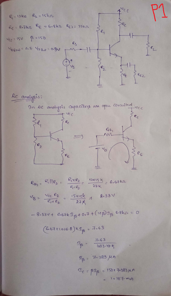 Solved P2. Now consider the two-stage amplifier of Figure 2, | Chegg.com
