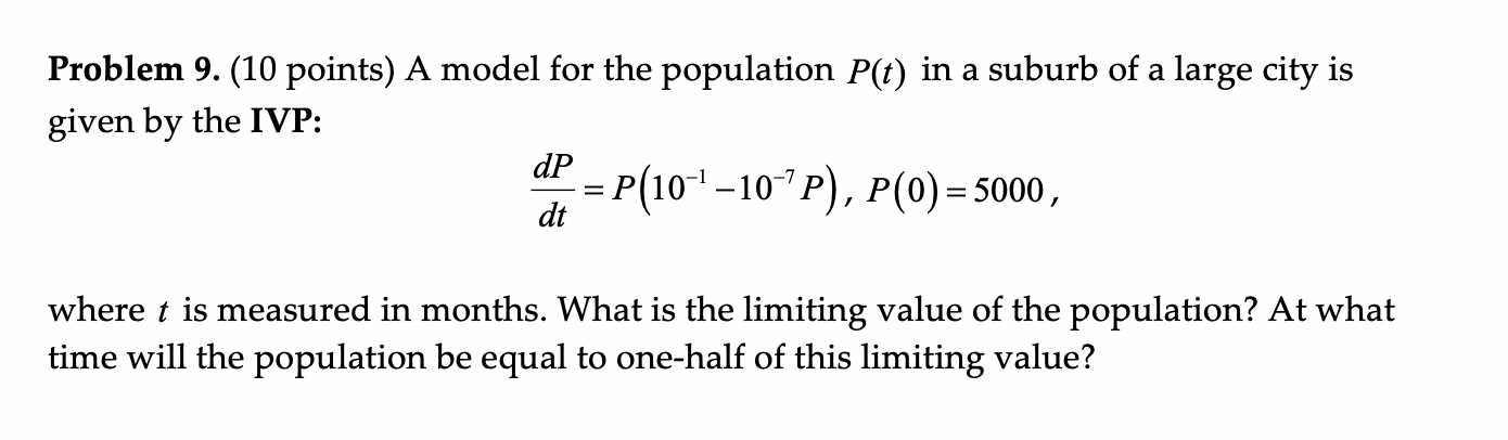 Solved Problem 9. (10 points) A model for the population | Chegg.com