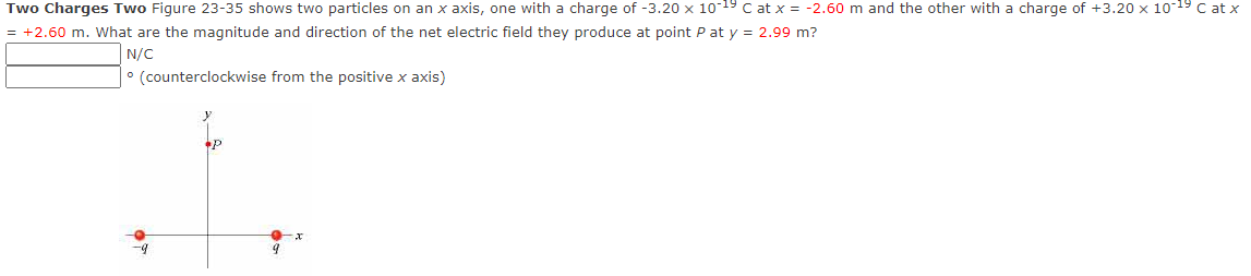 Solved Two Charges Two Figure 23−35 shows two particles on | Chegg.com