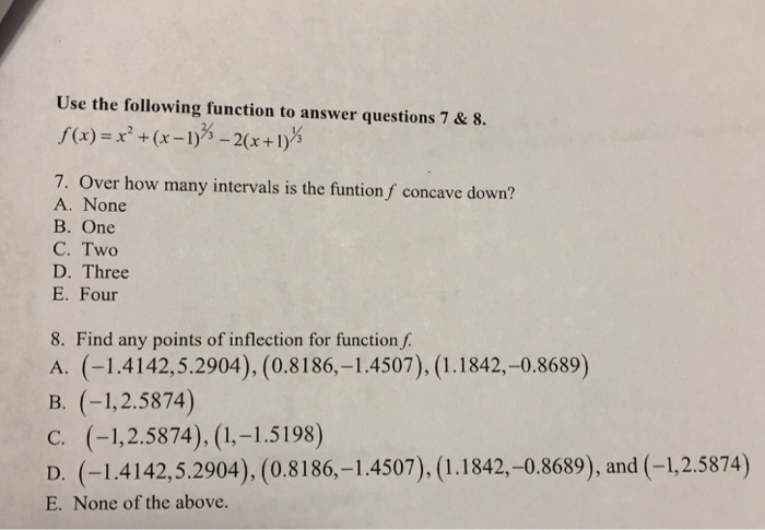 Solved Use the following function to answer questions 7 & 8. | Chegg.com