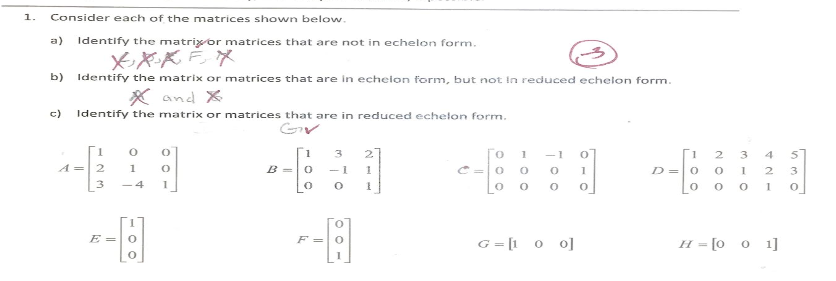 Solved 1. Consider each of the matrices shown below. a) | Chegg.com