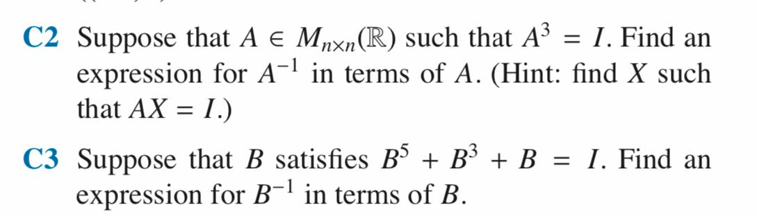 Solved C1 Determine an expression in terms of A−1 and B−1 | Chegg.com