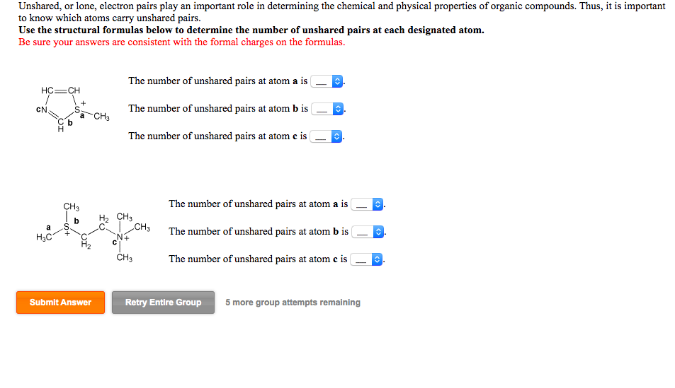 Solved Unshared, or lone, electron pairs play an important
