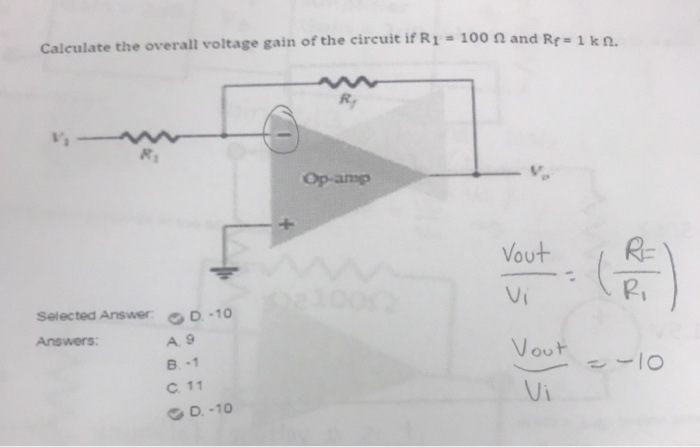 Solved Calculate the overall voltage gain of the circuit if | Chegg.com