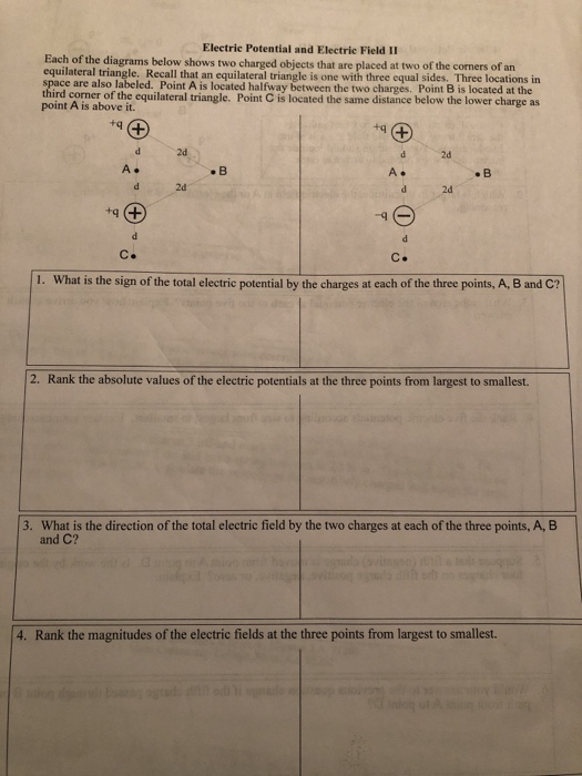 Solved Electric Potential and Electric Field II Each of the | Chegg.com