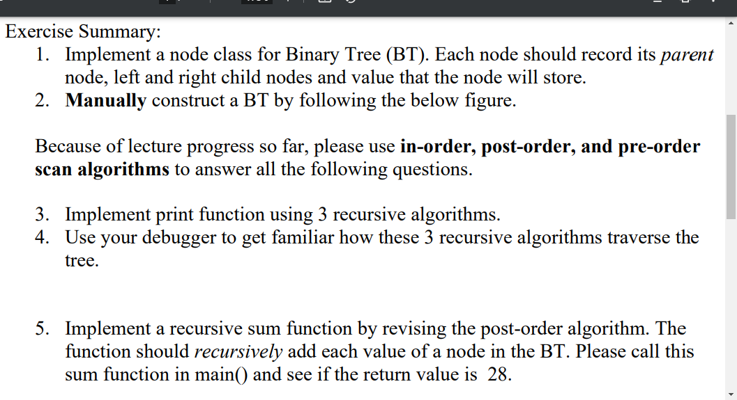 Solved Exercise Summary: 1. Implement A Node Class For | Chegg.com