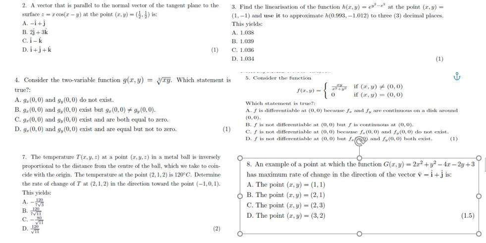 Solved 2 A Vector That Is Parallel To The Normal Vector Chegg Com