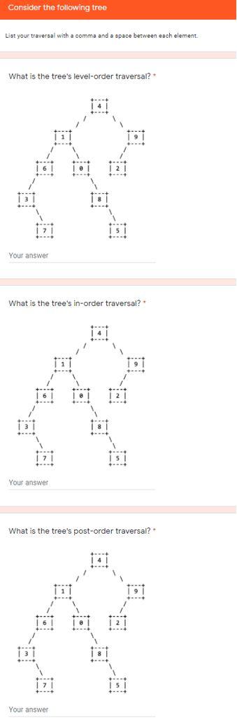 Solved Consider the following tree List your traversal with | Chegg.com