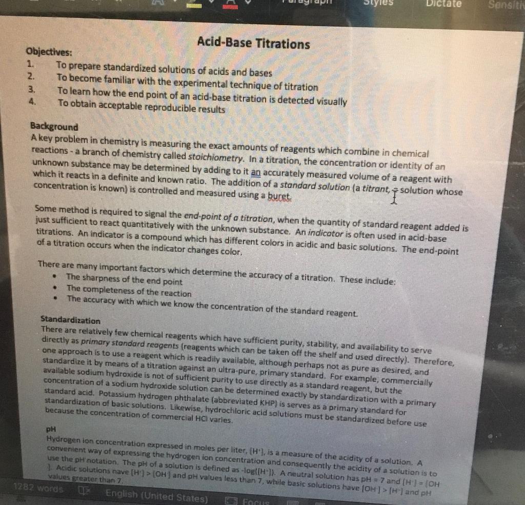 Solved My lab is base on STANDARDIZATION OF NaOH By | Chegg.com