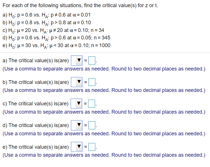 Solved For Each Of The Following Situations Find The Cri Chegg Com