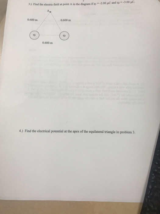 Solved 3.) Find the electric field at point A in the diagram | Chegg.com