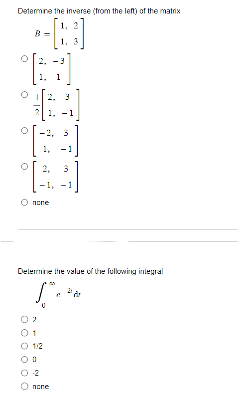 Solved Determine the inverse (from the left) of the matrix | Chegg.com