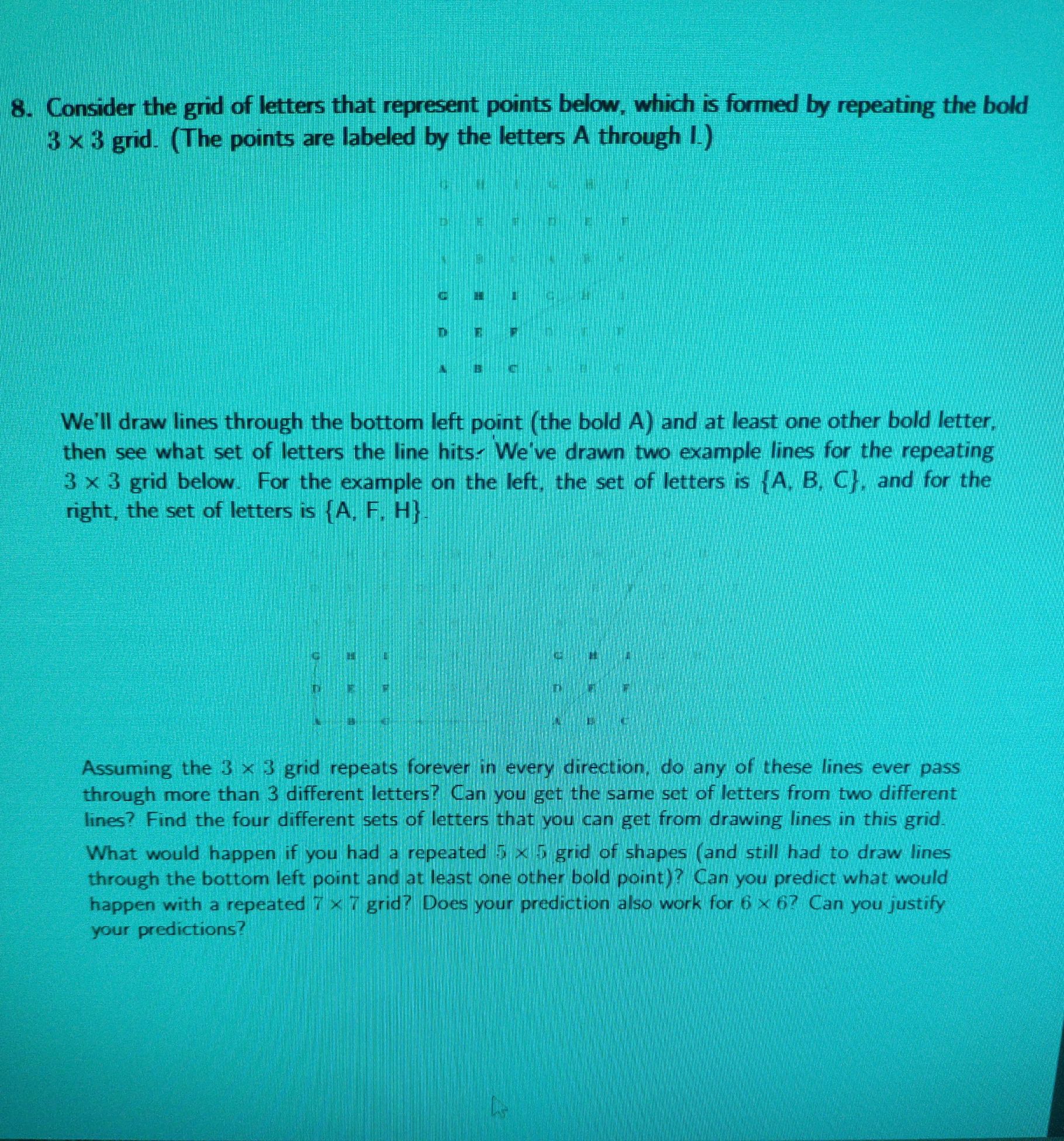 Solved Consider the grid of letters that represent points