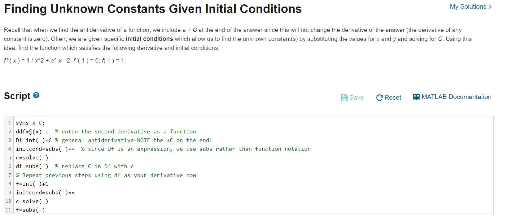 Solved Finding Unknown Constants Given Initial Conditions My | Chegg.com