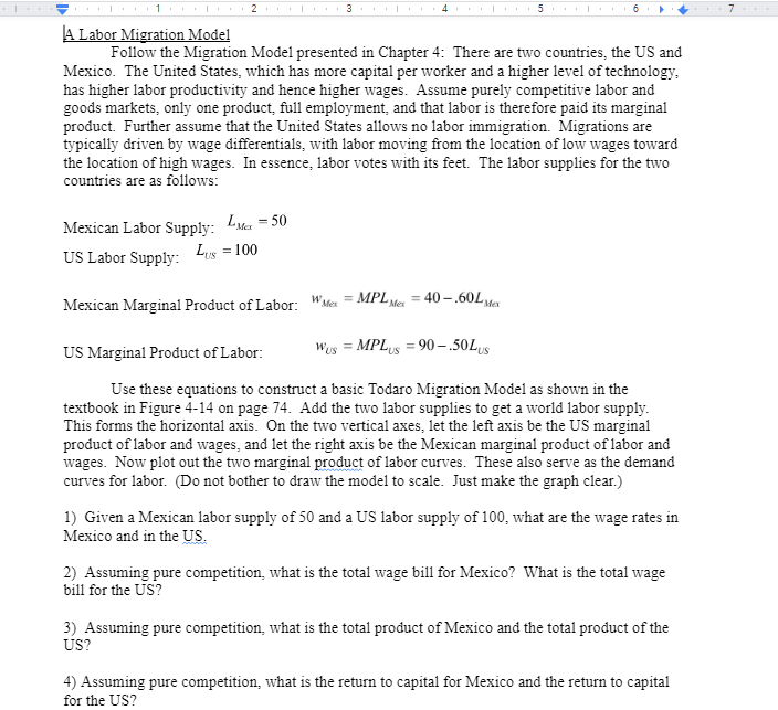 Solved A Labor Migration Model Follow the Migration Model | Chegg.com