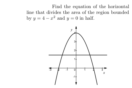 Solved Find the equation of the horizontal line that divides | Chegg.com