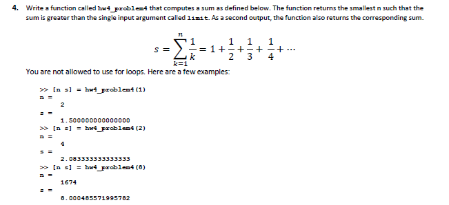 Solved 4. Write a function called hw4_problems that computes | Chegg.com