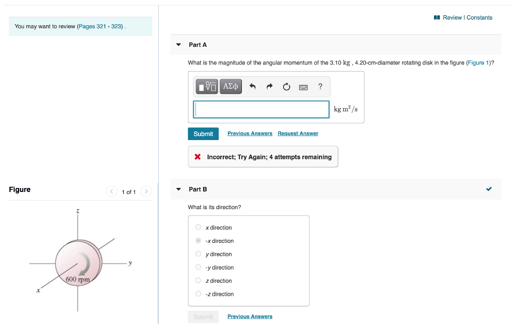 Solved A Review Constants You May Want To Review (Pages 321 | Chegg.com