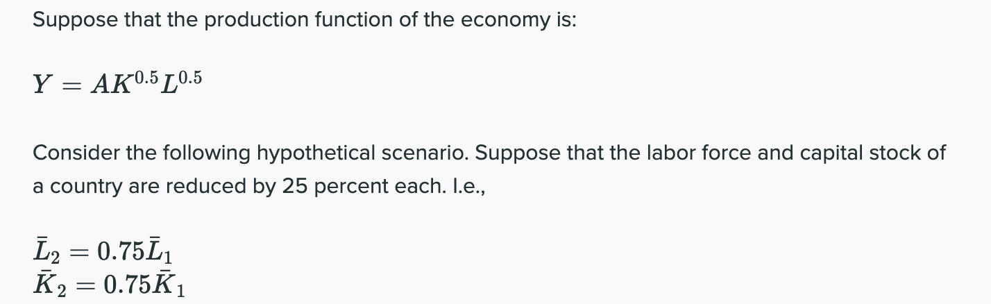 Solved Suppose that the production function of the economy | Chegg.com