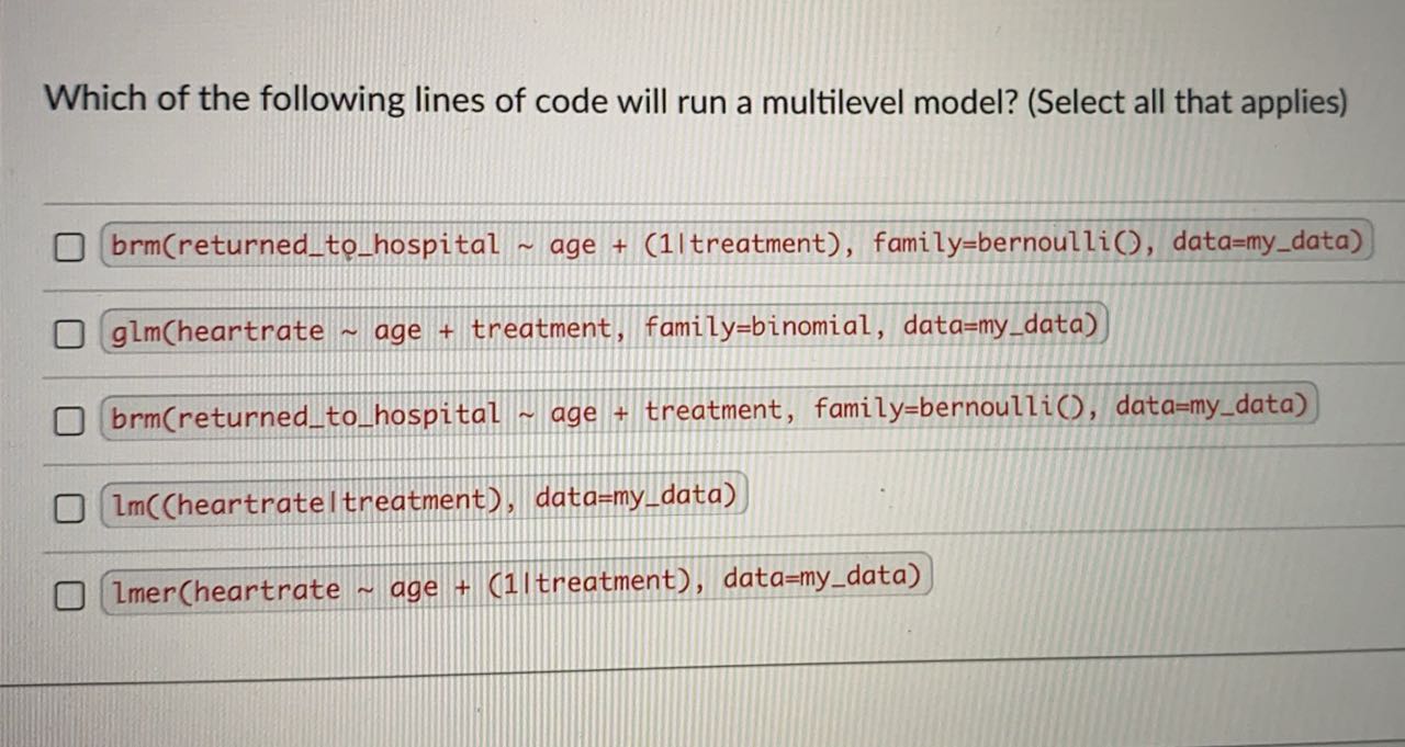 Solved Which of the following lines of code will run a | Chegg.com