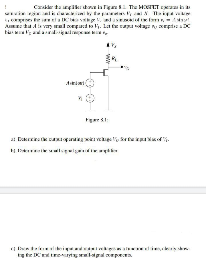 Solved Consider the amplifier shown in Figure 8.1. The | Chegg.com