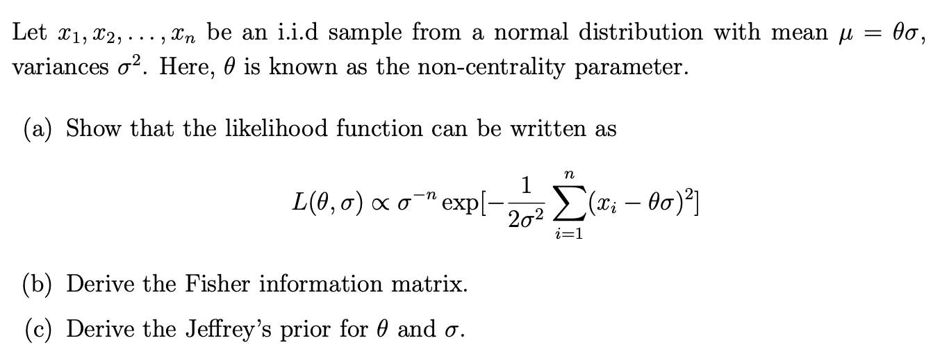 Solved Let x1,x2,…,xn be an i.i.d sample from a normal | Chegg.com