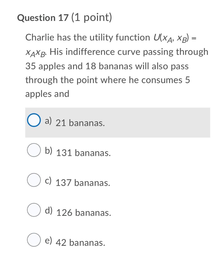 Solved Question Point Charlie Has The Utility Chegg Com