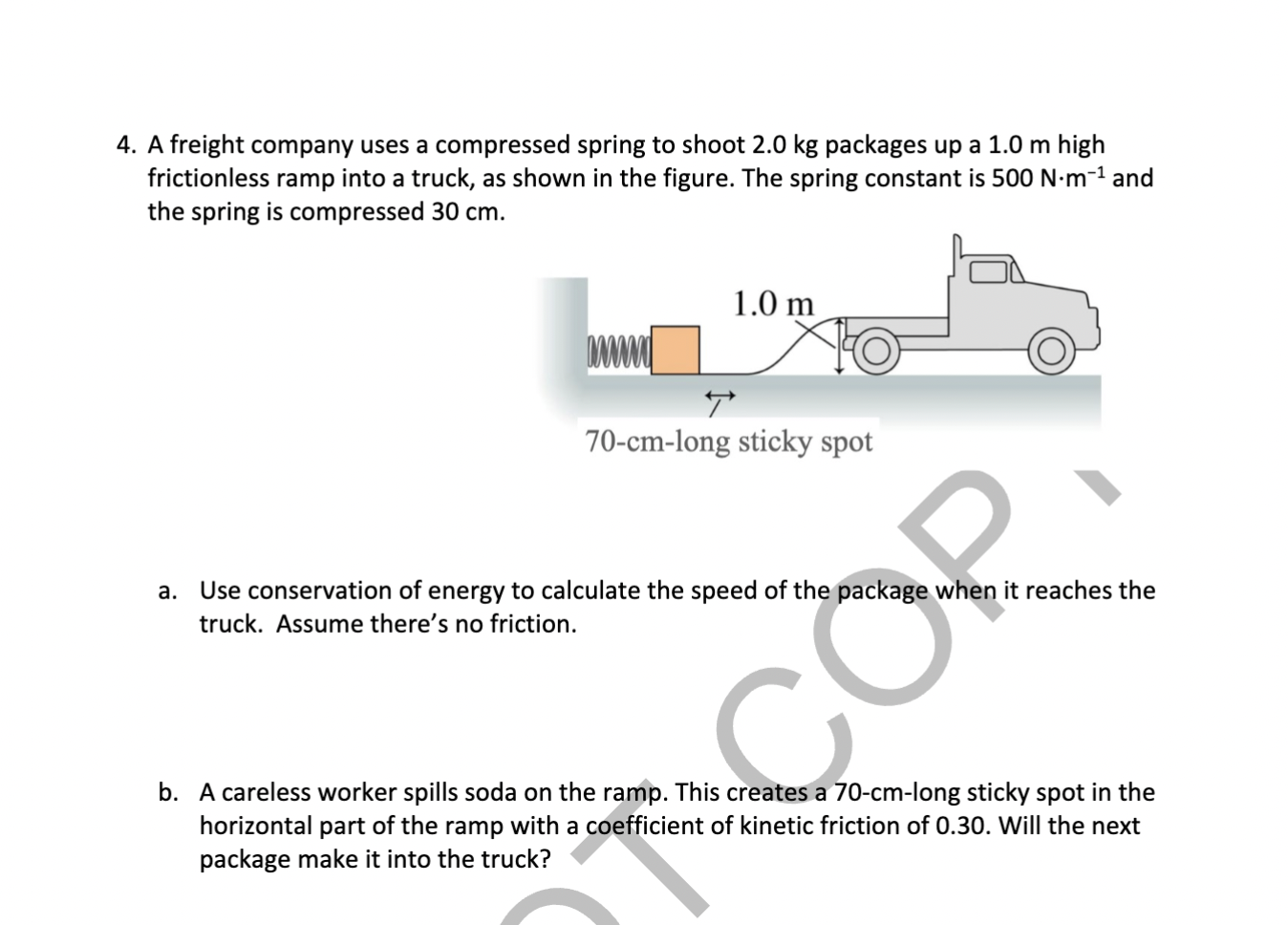 Solved 4. A freight company uses a compressed spring to | Chegg.com