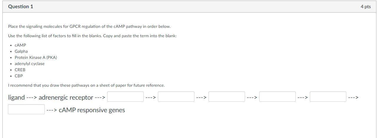 Solved Question 1 4 pts Place the signaling molecules for | Chegg.com