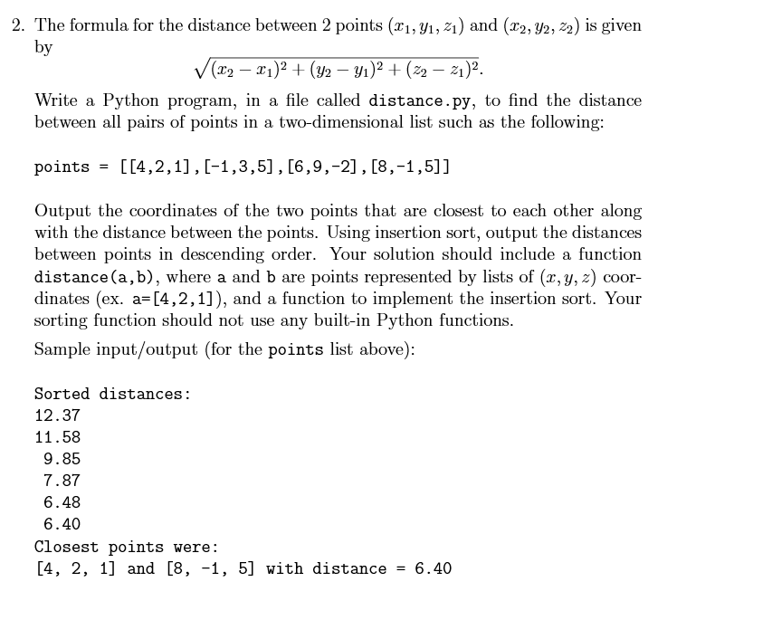 solved-2-the-formula-for-the-distance-between-2-points-chegg