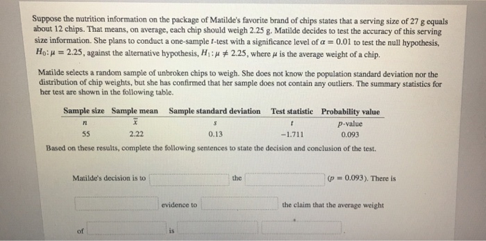 Solved Suppose The Nutrition Information On The Package Of | Chegg.com