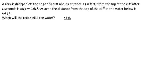 Solved A rock is dropped off the edge of a cliff and its | Chegg.com