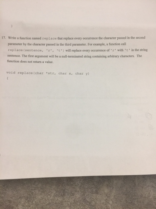 Solved 17. Write a function named replace that replace | Chegg.com