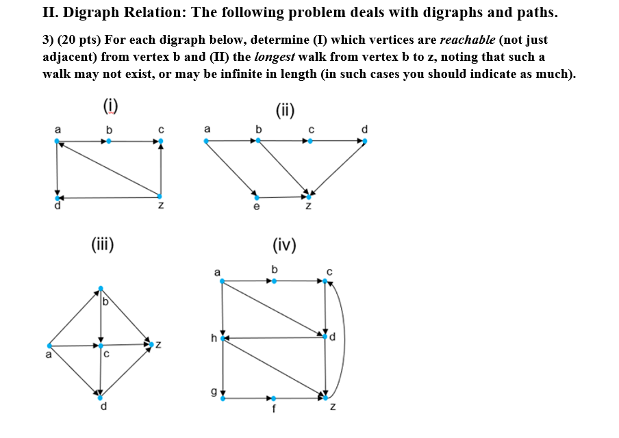 Solved II. Digraph Relation: The following problem deals | Chegg.com