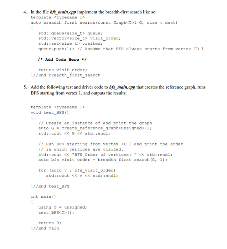1. Use the file Graph.h and add the required header | Chegg.com