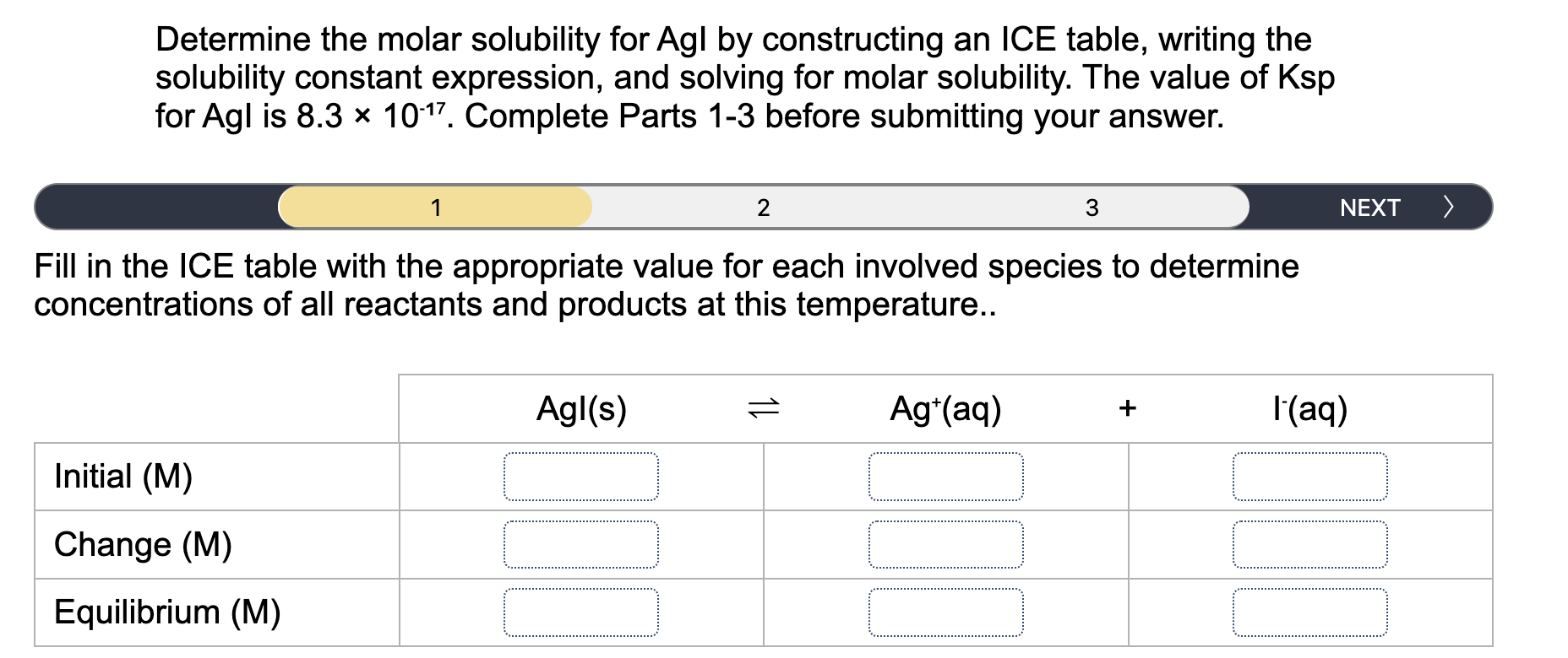 Solved Determine the molar solubility for Agl by Chegg