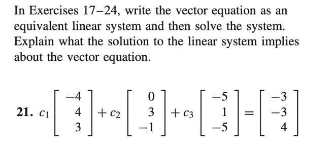 Solved In Exercises 17–24, write the vector equation as an | Chegg.com