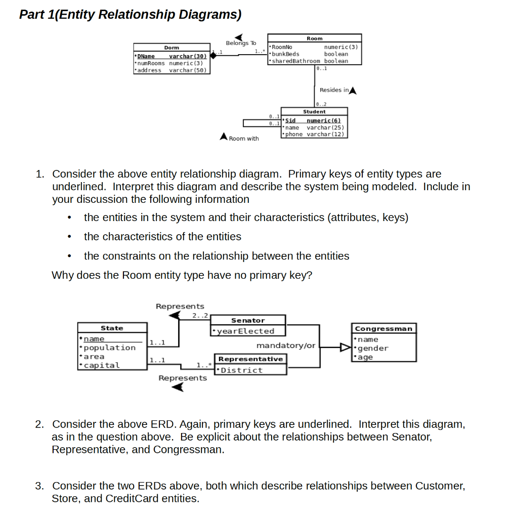 Solved Part 1(Entity Relationship Diagrams) Belongs to Dorm