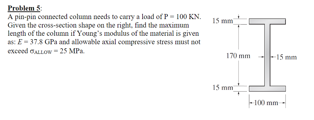 Solved Problem 5: A pin-pin connected column needs to carry