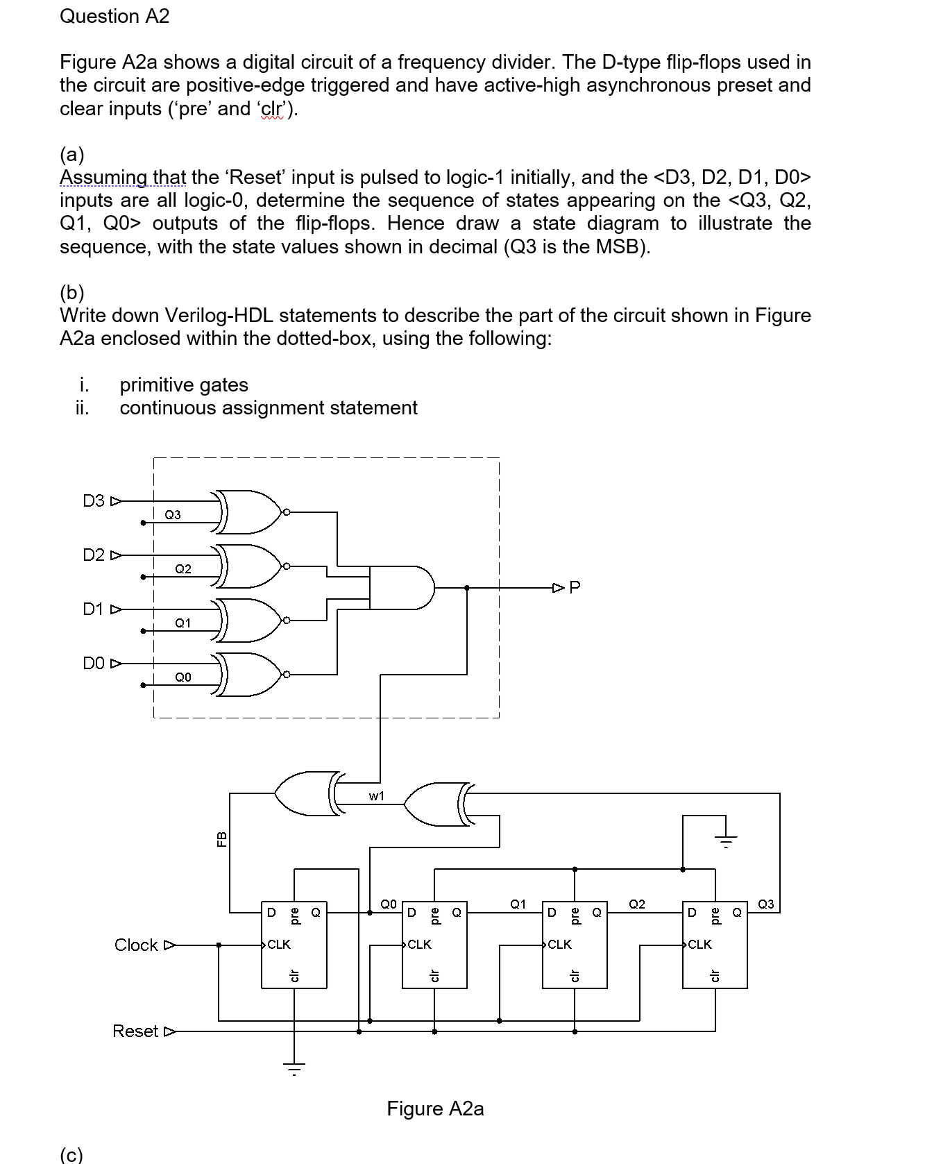 Solved Question A2 Figure A2a shows a digital circuit of a | Chegg.com