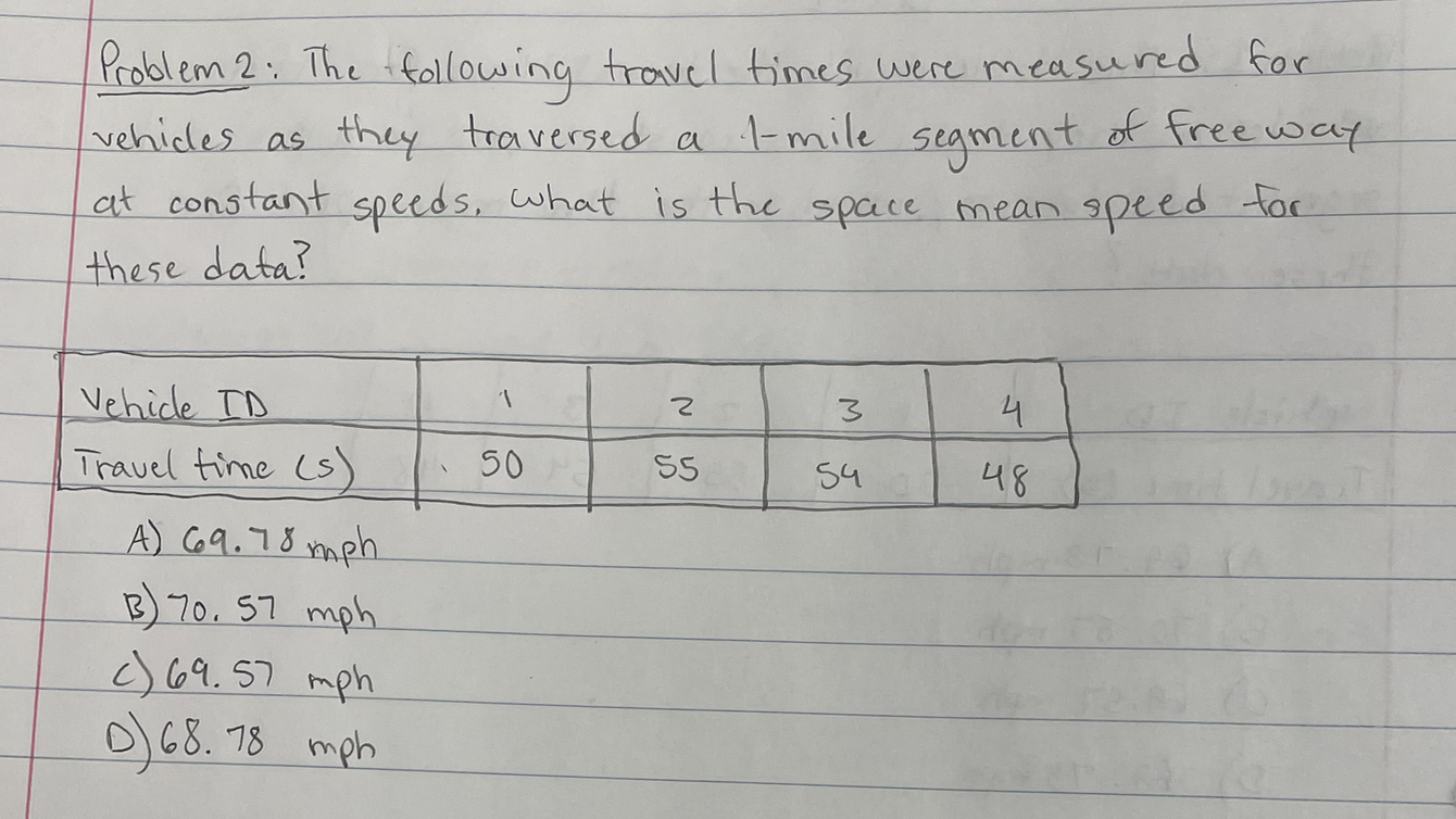 Solved Problem 2: The following travel times were measured | Chegg.com