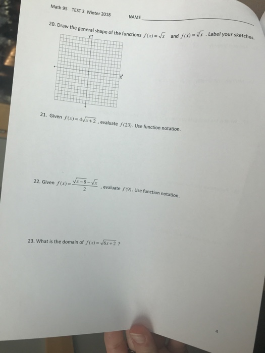 Solved Math 95 TEST 3 Winter 2018 NAME 20. Draw the general | Chegg.com