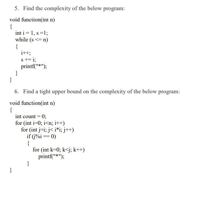 Solved 1. Determine \ Theta Θ for the following code | Chegg.com